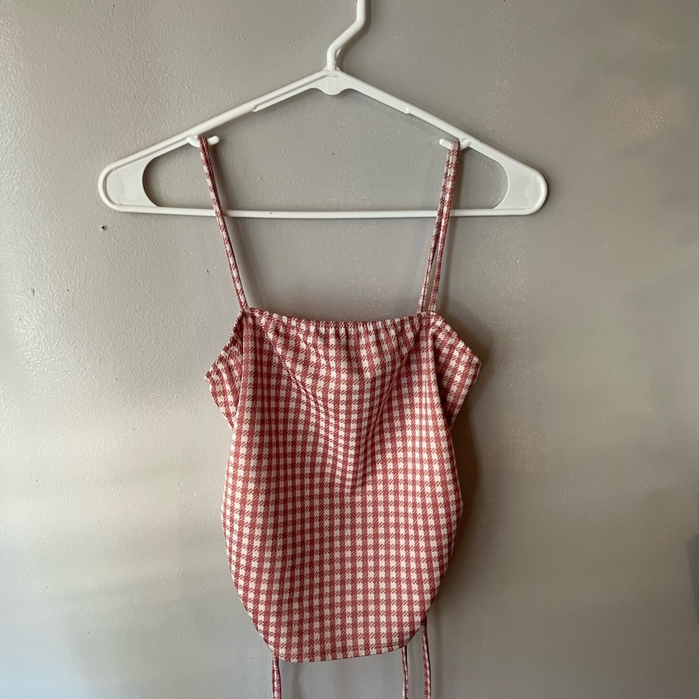 Pink Polyester Crop Top